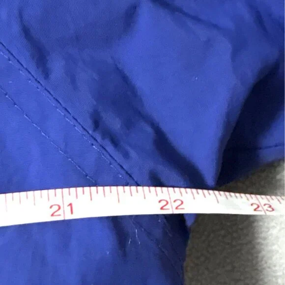 Six Flags Blue Hooded Jacket XS Nylon Shell Polyester Fleece Lining Full Zip Vin - Picture 4 of 5
